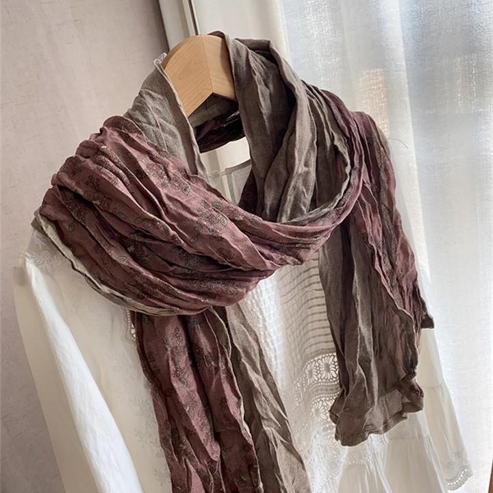 Korean Order Mori Floral Scarf Women's Autumn and Winter Literary Atmosphere Long Shawl Summer Sunscreen