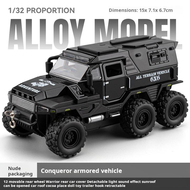 

1:32 Conqueror Armored Police Alloy Diecast Simulation Vehicle Model Sound Light Brithday Gifts Collect Gift Kid Decoration чёрный