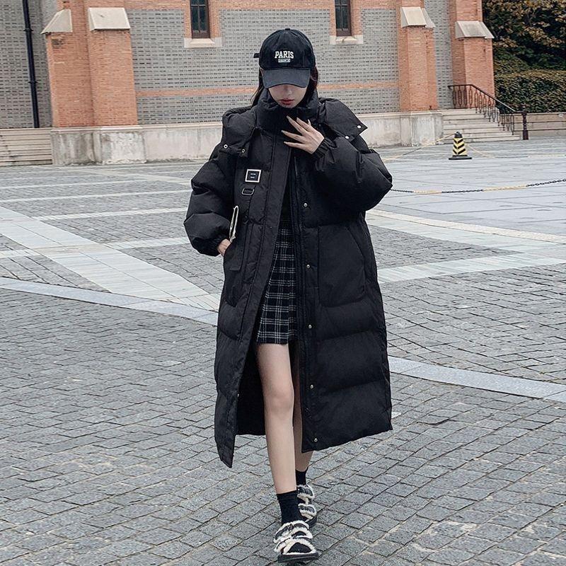 Anti-season Down Padded Jacket Women's Mid-long Winter Padded Jacket Thickened Over Knee Bread Jacket Hooded Padded Jacket