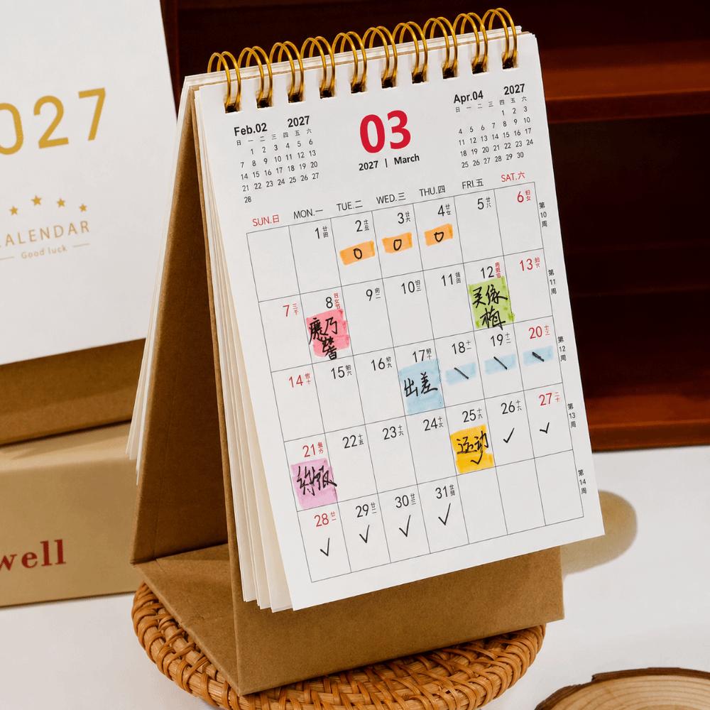 Standing 2027 Desk Calendar Multi-function Planner Scheduler Agenda Organizer Office Planning