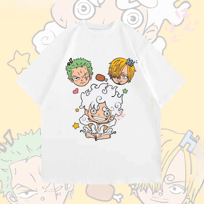 Bandai Summer 100 Cotton One Piece Big Three Anime T Shirt Unisex Women Loose Casual Tops