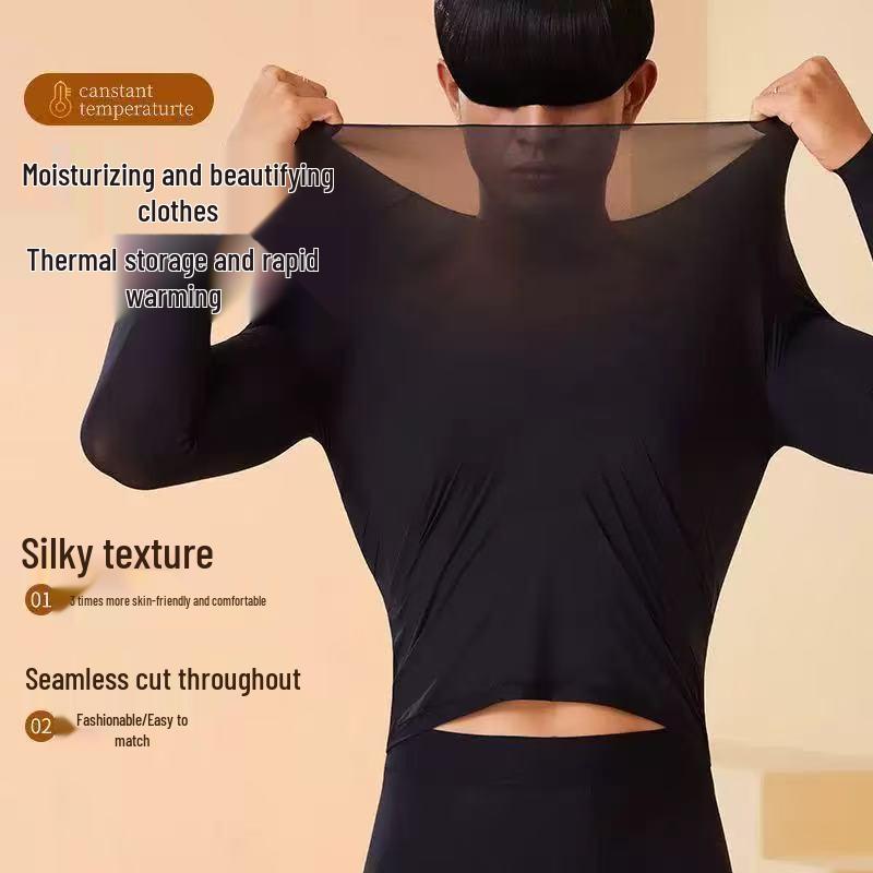 Men's Seamless Ultra-thin Warm Underwear Set - 37° Constant Temperature Long Sleeve & Pants for Autumn