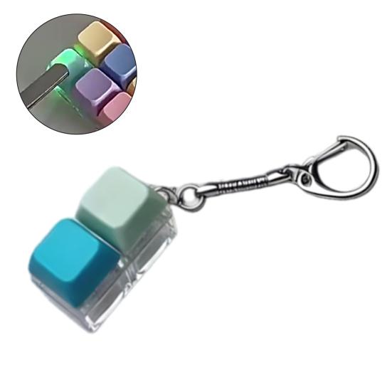 2/3/4/9-Keys Keyboard Fidget Toy, Stress Relief Push Button Finger Clicker Toy, LED Light-up Mechanical Keyboard Fidget Keychain