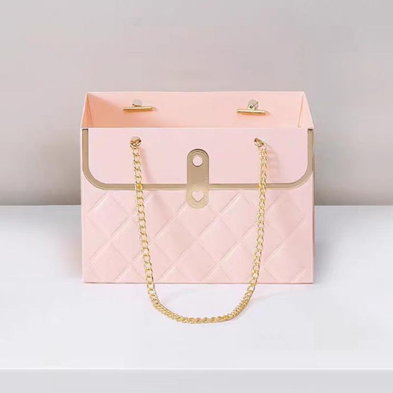 [JN] Valentine Flower Box With Handle Fashion Rectangular Gift Bag Handheld Flower Basket