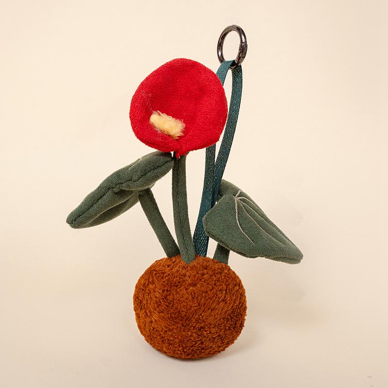 Bijrups Bloem Pluche Speelgoed Hanger Dier Insect Potplant Sleutelhanger Ins Stijl Rugzak Bedeltje Auto Sleutel Decoratie