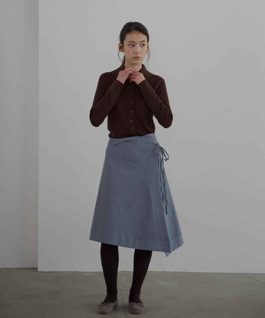 Button Unbalanced Wrap Skirt (2 Colors)