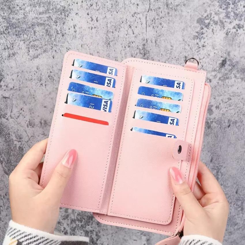 1 Pcs New PU Leather Long Multi-card Position Clutch Buckle Zipper Studen Wallets Women's Wallet Multifunctional Fashion New