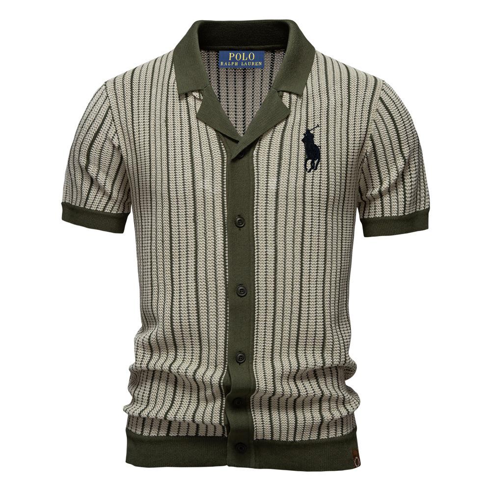 

Polo Ralph Lauren Весна/Лето Вышивка пони Новое Мужское Поло с коротким рукавом Вязаное Поло в полоску Модное Деловое Поло для мужчин XXL