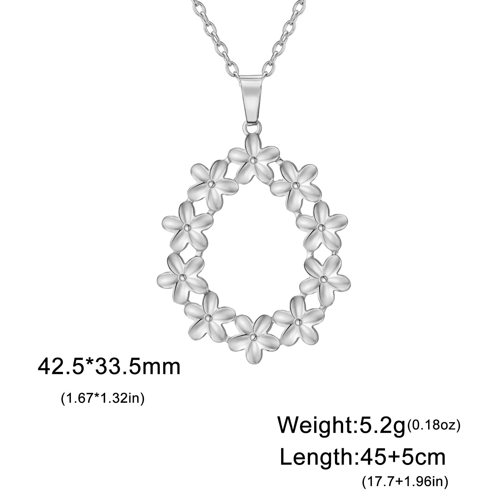 

Teamer Floral Hoop Pendant Necklace For Women Girls Stainless Steel Gold Color Delicate Flower Necklace Romantic Jewelry Gift 45-50cm