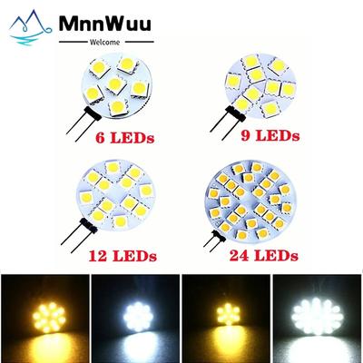 G4 soquete 5050 smd lâmpada led dc 12v substituir lâmpada halógena bi-pin lâmpada led 1.2w 1.8w 2.4w 4.8w branco quente/branco frio luzes led