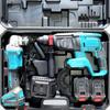 Makita 4-Piece Li-Ion Tool Set: Electric Hammer, Angle Grinder, Cutting Machine, Drill, Wrench.