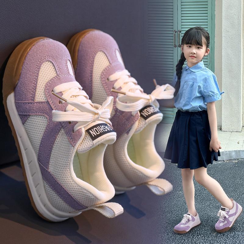 Girls shoes children's moral training shoes 2025 spring and autumn new girls sports shoes medium and older children's mesh breathable casual shoes