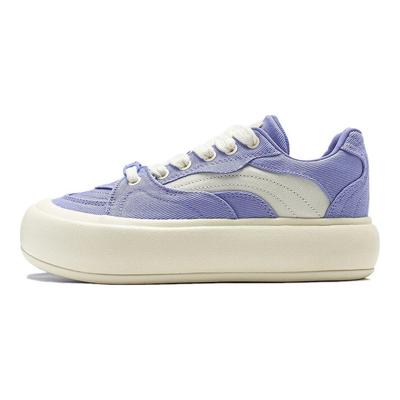 Li Ning Puff Platform Non-Slip Low-Top Casual Shoes Women Sneakers Purple White AZGT026-8