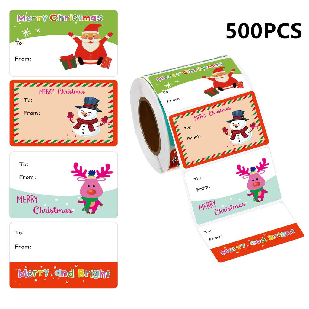 500pcs Christmas Gift Tags Stickers Festive Decorative Labels Xmas Patterns Present Packaging Envelopes Cards Sealing Stickers