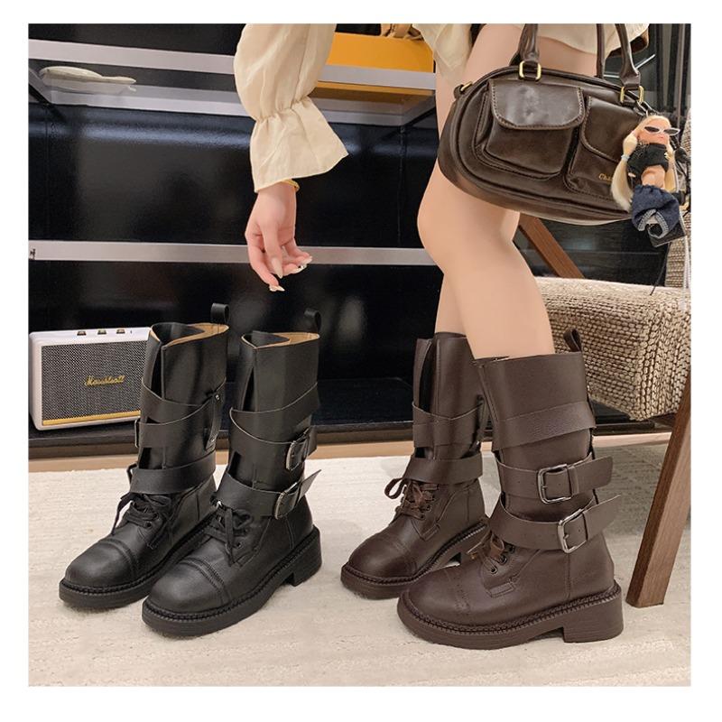 New Style Fashion Western Cowboy Boots Women'S High Tube Motorcycle Boots Women'S Block Heel Fashion Rider Boots  Mujer
