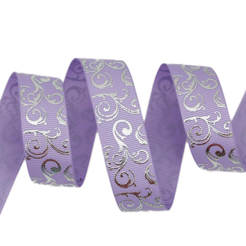 (10 yards/lot) 25mm White Silver Hot stamping grosgrain ribbon gift wedding ribbons