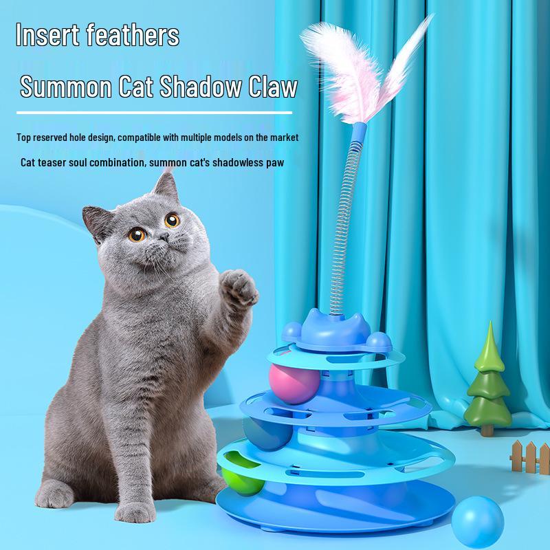 Cross-Border Cat Interactive Turntable Toy with Feather and Self-Amusement Ball