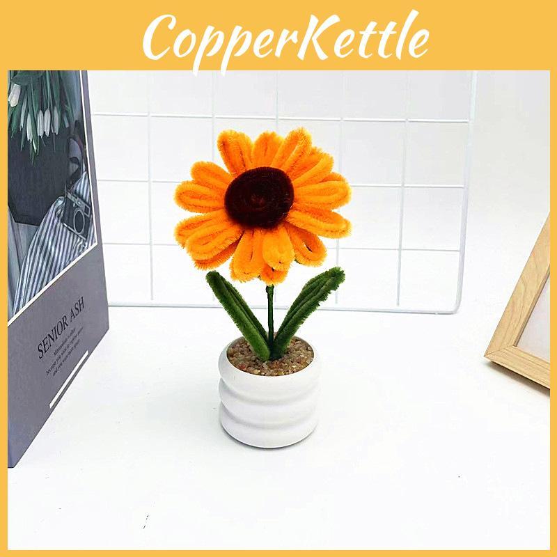Twisted Plush Rod Sunflower Potted Desktop And Office Ornament Decoration