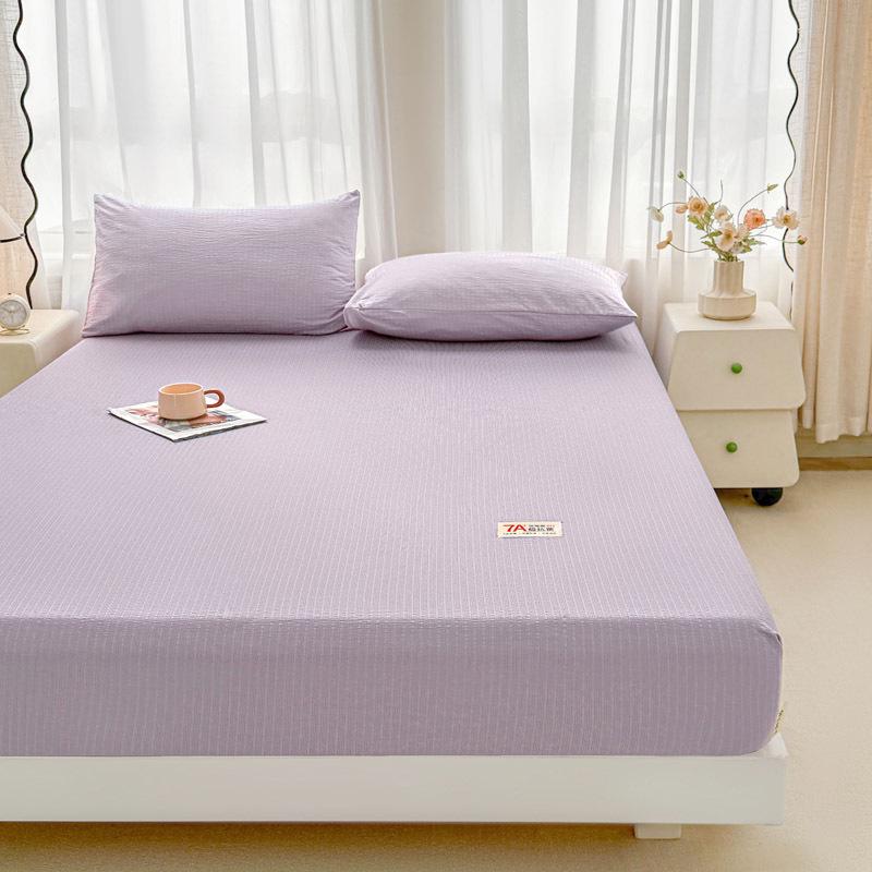 Class A Solid Color Double-Layer Crinkled Gauze Fitted Sheet - Naked Sleep Friendly & Machine Washable