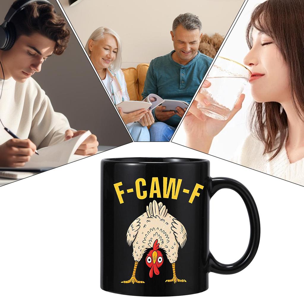 F-Caw-F Funny Chicken Coffee Cup Ceramic Breakfast Cup Novelty Rooster Coffee Mugs For Women Men Home Work Birthday Party