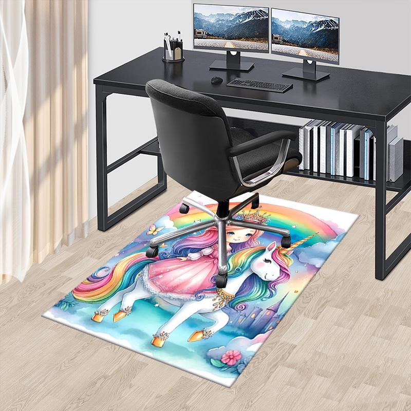 

1pc Rainbow Unicorn Office Chair Mat - Anime Cartoon Design, Non-Slip Carpet for Home Decor, Suitable for All Seasons, Perfect Gift for Festivals.H031 60cm by 90cm