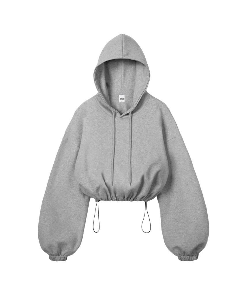 String Oversized Crop Hoodie - Melange