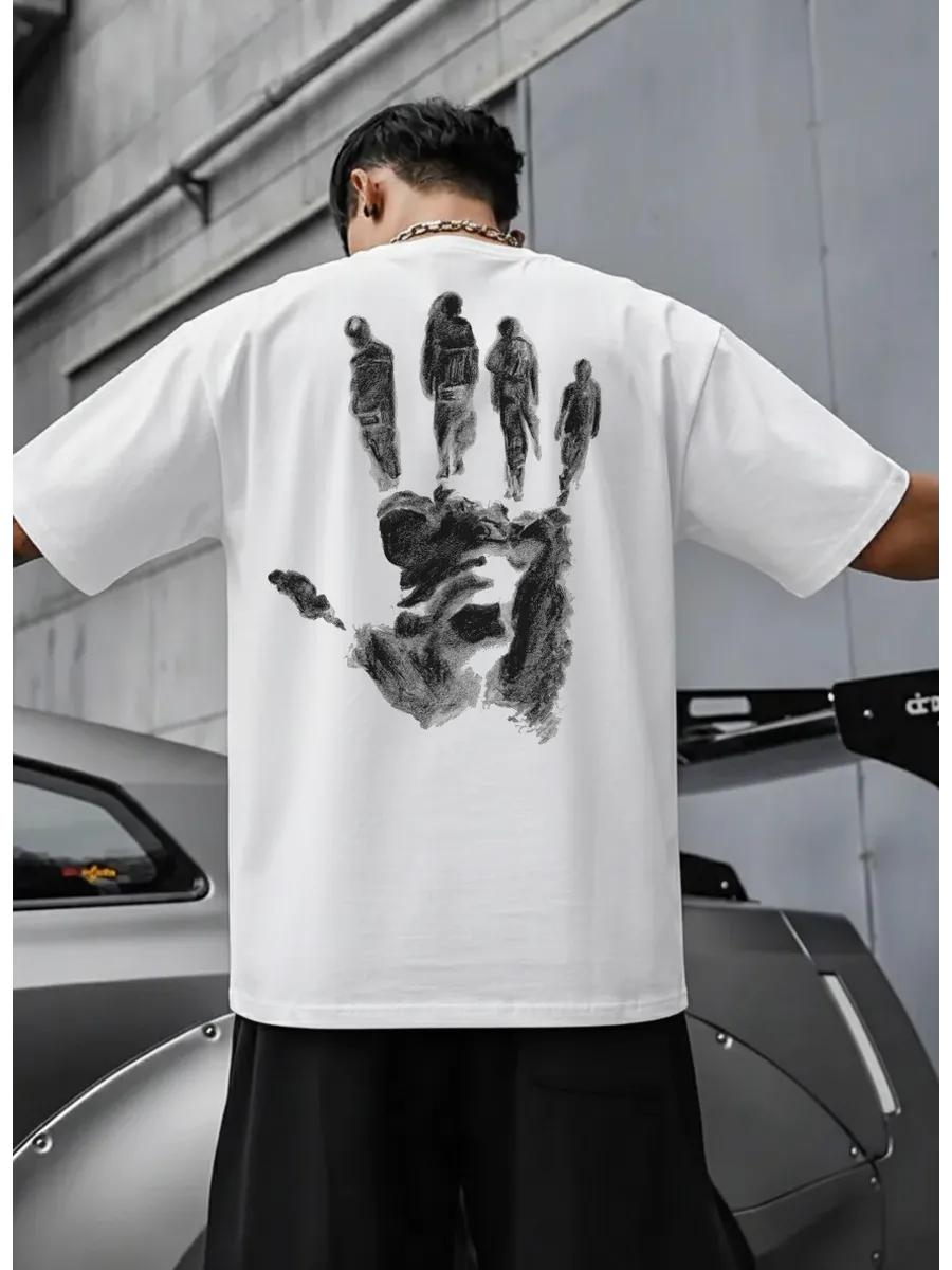 Basic cotton oversized T-shirt with print XL