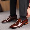 REEHEMES Men's British Business Dress Leather Shoes Men's Breathable Pointed Bright Leather Korean Edition Men's Shoes Leather Shoes