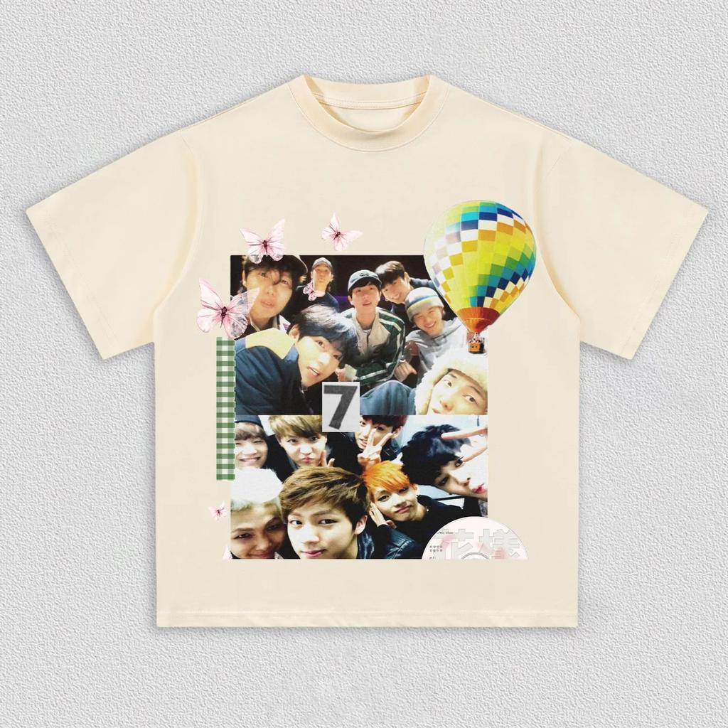 Kpop boy band group photo graphic Cotton unisex shirt ARMY fan gift Summer New Unisexs Womens Korean style fashion Tshirt