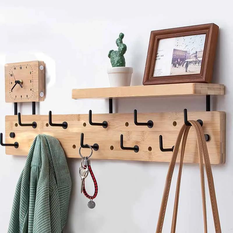 Wall Mounted Coat Racks with Storage Rack Multifunctional Clothing Organizers Hanger Hooks Portable Living Room Clothes Hangers