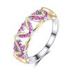 Popular Two-Tone Ring For Women, Creative Color Zircon-Encrusted Heart Ring