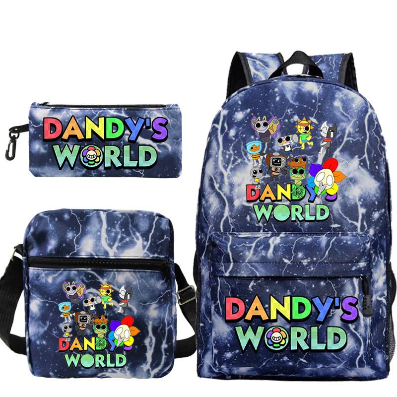 Neue Dandy-Welt Peripherie Druck Schultasche Student Lässige Federtasche Umhängetasche Dreiteiliges Set
