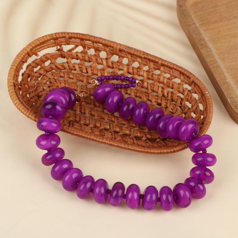 Bohemian  Casual Dopamine Resin Bead Necklace Charms Jewelry Suitable For Women Daily Vacation Wear