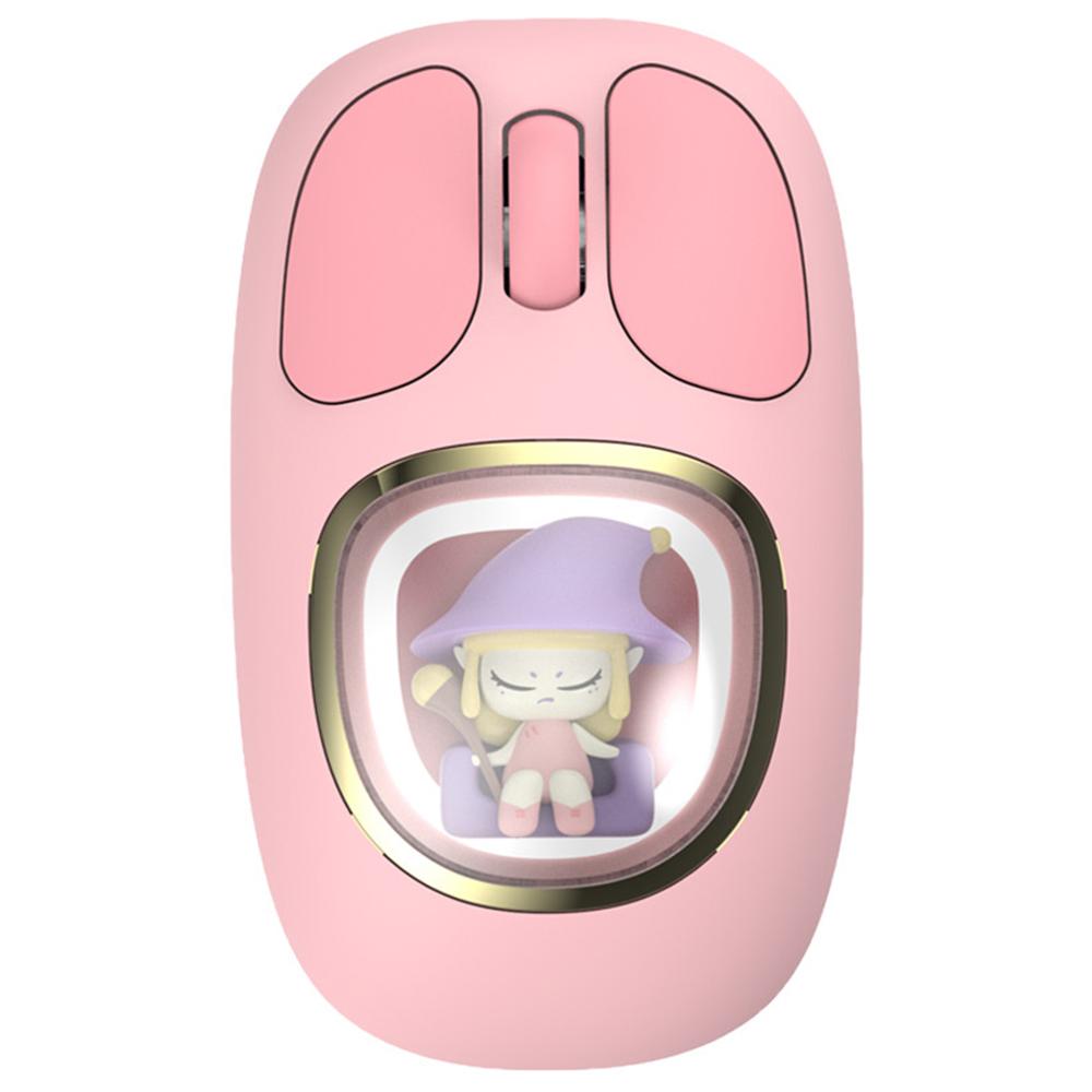 

Y-FRUITFUL M94 2.4G+Bluetooth-compatible 3.0+Bluetooth-compatible 5.0 Tri-Mode Mouse Cartoon Doll Wireless Mice Pink Witch