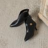 Spring Brown Black Women Ankle Boots Pointed Toe High Heel Small Big Size 32 45