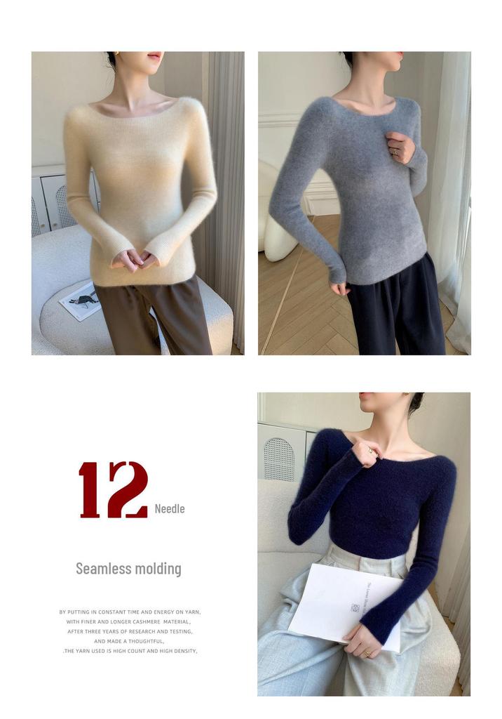 Women's Elegant One-Shoulder Cashmere Knit Sweater – Slimming, Versatile, Solid Color Top