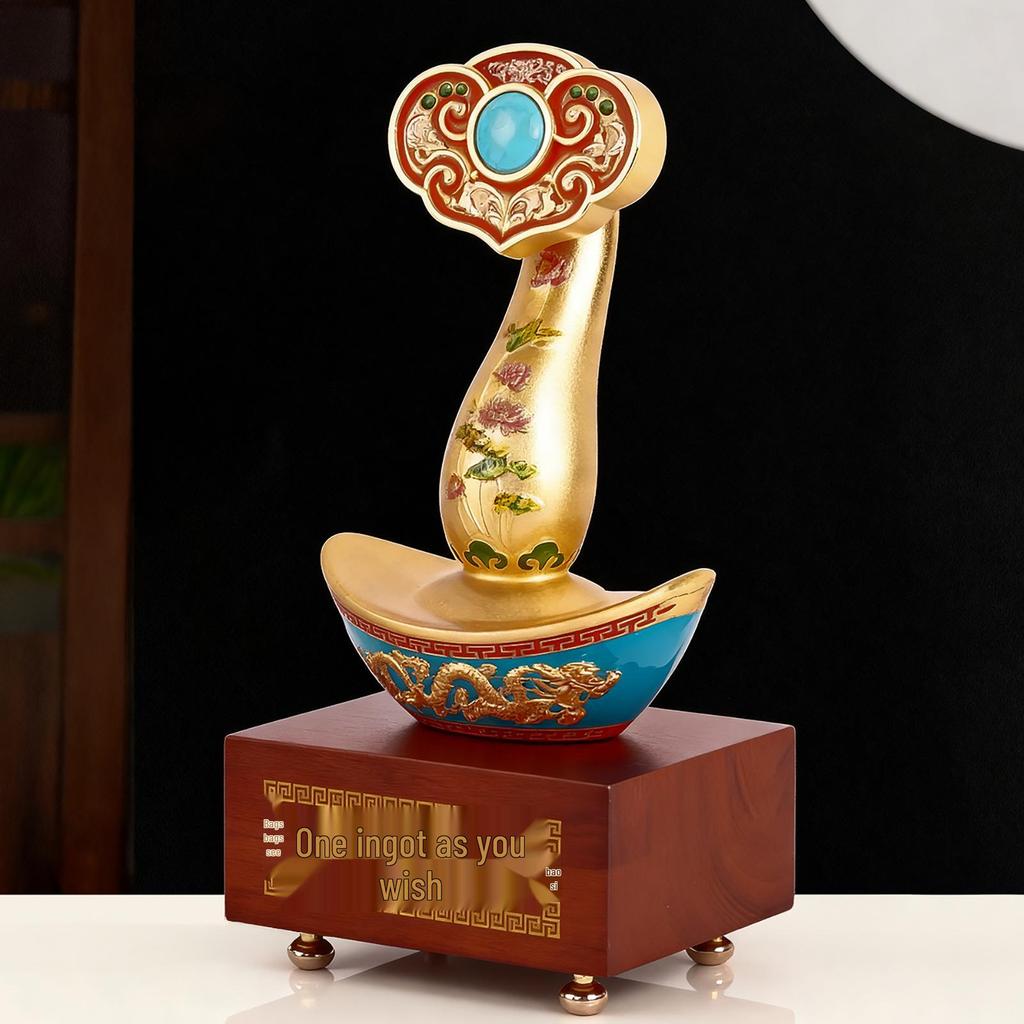Ruyi Ingot Enamelware Ornament: Desktop Decoration for Good Fortune