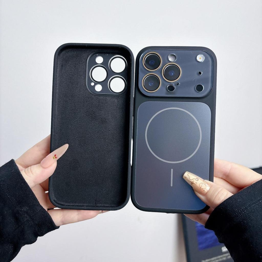 Fashion Silicone Large Window Acrylic Backplane Phone Case For iPhone 17 16 15 14 13 Pro Max For Magsafe Magnetic Charge Cover