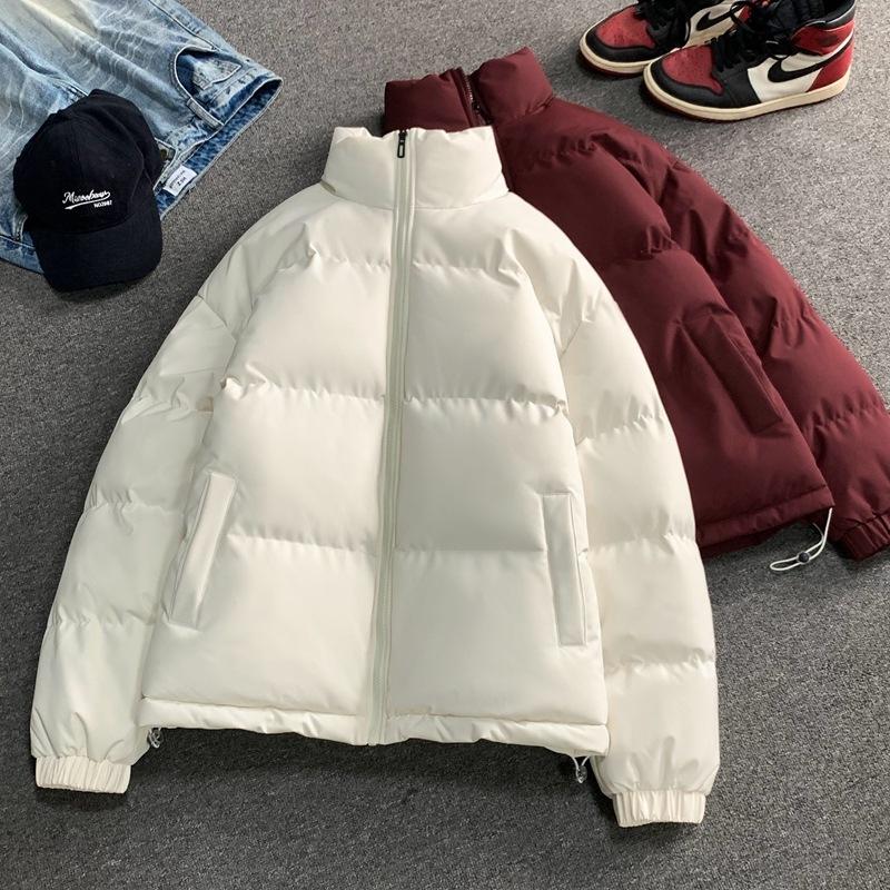Stand-up Collar Cotton Clothing Men and Women Paragraph Winter Thickened Loose Cotton Jacket Couple Paragraph Casual Bread Clothing Cotton Jacket
