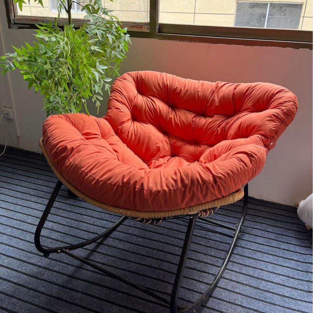 “Nordic Light Luxury Bird's Nest Rattan Rocking Chair for Living Room or Balcony – Extra Large for Adults”