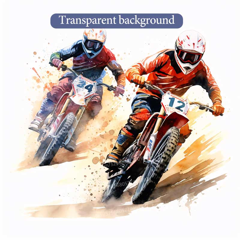 Motocross Watercolor Dirt Bike Rider Wall Stickers Living Room Sofa Background Decoration Wallpaper For Home Decor Boy Room Art Decals Sticker M1495