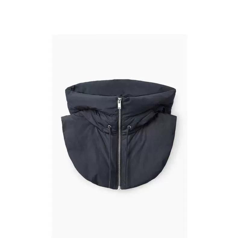 Winter Ultralight Down Cotton Hooded Hats Women Men Solid Color Warm Scarf Hat Neck/Ear Protection Zippper Drawstring Shawl Scarfs