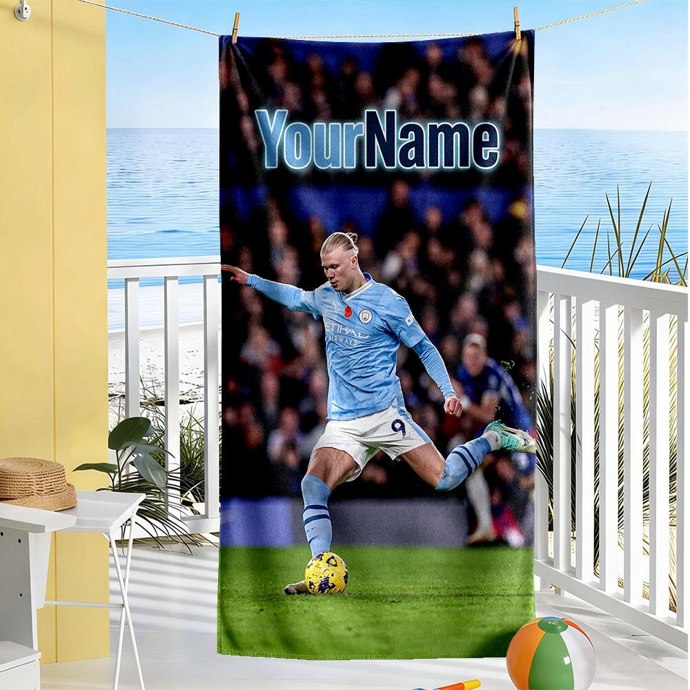 Haaland Customized Name Beach Towel Quick-Dry Soft Microfiber Perfect for Traveling Yoga Camping and Swimming