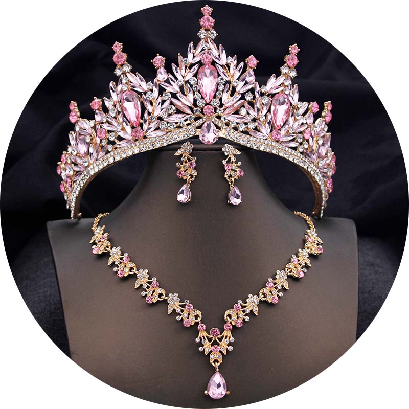 Luxury Tiaras and Crowns Bridal Jewelry Sets for Women Prom Wedding Crown With Choker necklace earrings Costume Accessories