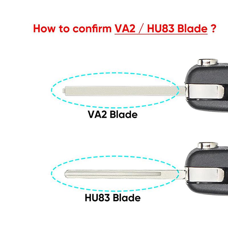 CE0536 Replacement Car Key Fob Shell for Peugeot 207 307 407 308 for Citroen C2 C3 C4 C5 Berlingo, 3 Buttons Flip Case with Uncut VA2 Blade