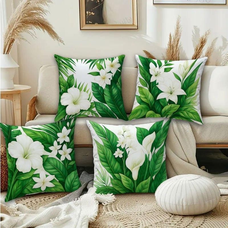 Hibiscus And Hibiscus Flower Pattern Printing Pillow Cover Short Plush Suitable Living Rooms Bedrooms Sofas Throw Cushion Cover