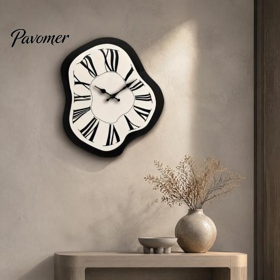 Nicht tickende Holz uhr Moderne unregelmäßige hölzerne Wanduhr, römische Ziffern, leise, nicht tickend, massive hängende Dekoration für Wohnzimmer, Schlafzimmer, Büro