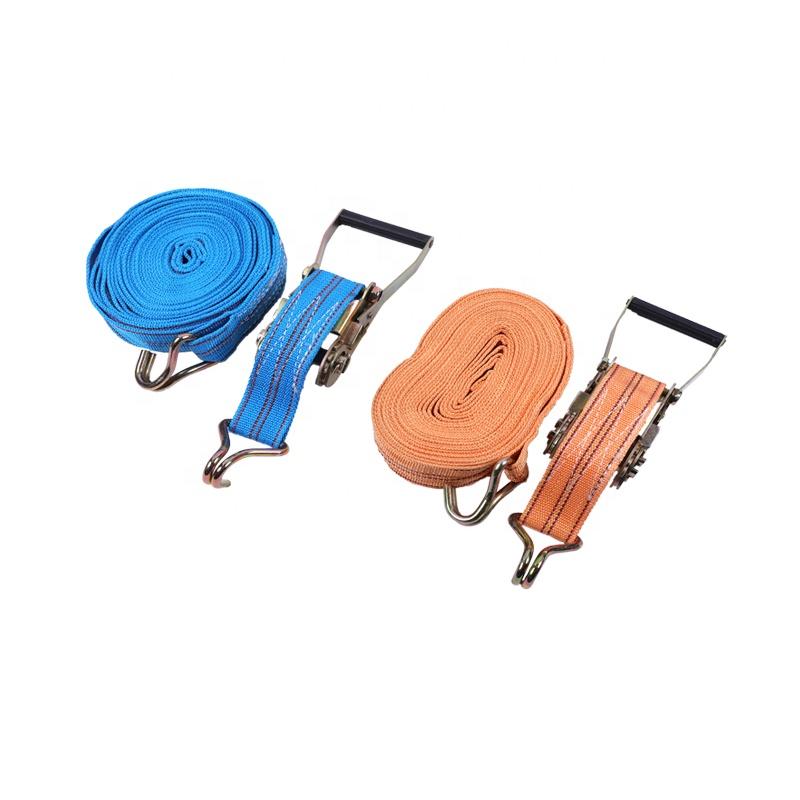 Heavy Duty Retractable Ratchet Tie Down Strap 2000kg Break Strength CE Certified Double-J Hook for Car Truck Cargo Securement