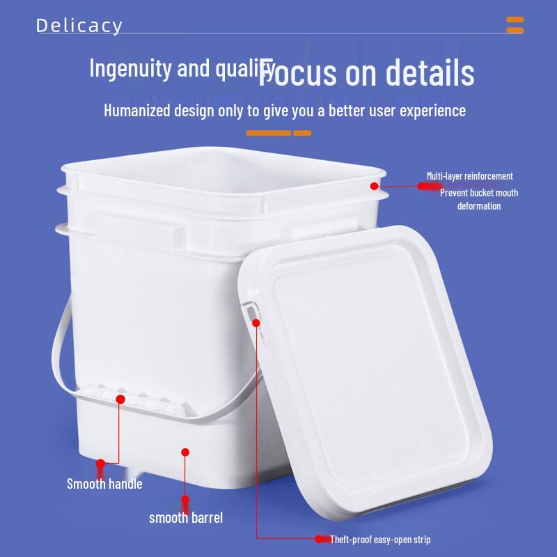 ZISIZ Square Food-Grade Plastic Bucket