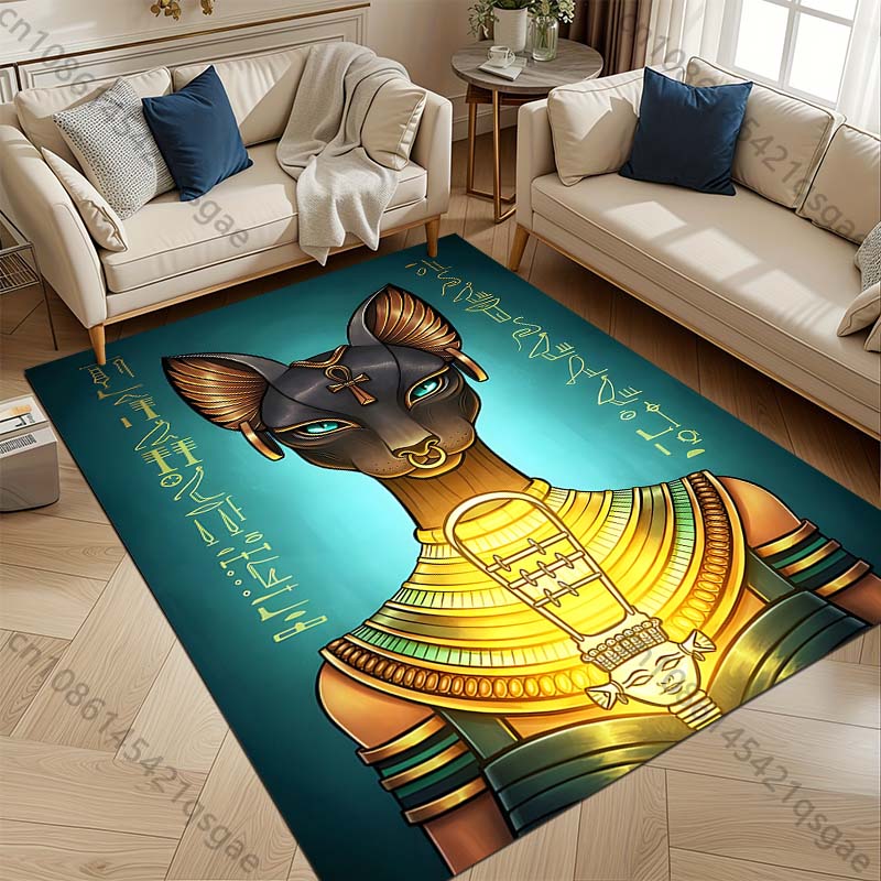 1PC Egyptian Black Cat Pattern Rug Carpets Bedroom Living Room Bathroom Mat Creative Door Mat Cloakroom Home Decor Area Rug
